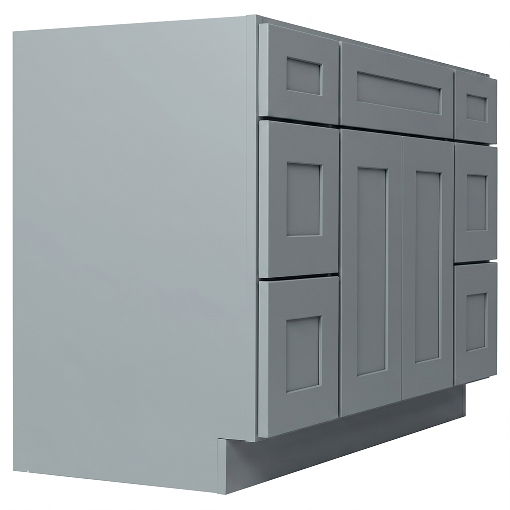 RTA Grey Shaker 48" Freestanding Bathroom Vanity 6-Drawer Combo Base