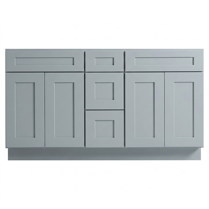 RTA Grey Shaker 60" Freestanding Bathroom Vanity 3-Drawer Combo Base