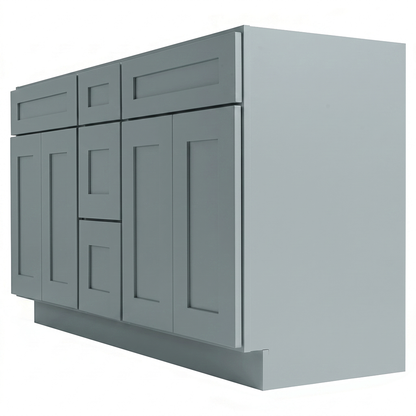 RTA Grey Shaker 60" Freestanding Bathroom Vanity 3-Drawer Combo Base