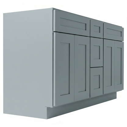 RTA Grey Shaker 60" Freestanding Bathroom Vanity 3-Drawer Combo Base