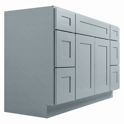 RTA Grey Shaker 60" Freestanding Bathroom Vanity 6-Drawer Combo Base