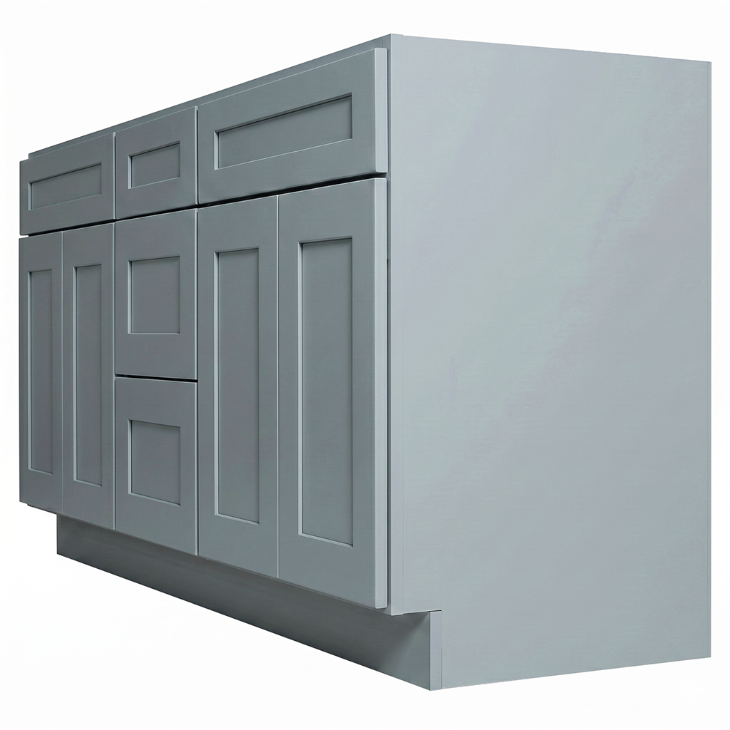 RTA Grey Shaker 72" Freestanding Bathroom Vanity 3-Drawer Combo Base