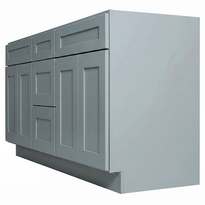 RTA Grey Shaker 72" Freestanding Bathroom Vanity 3-Drawer Combo Base