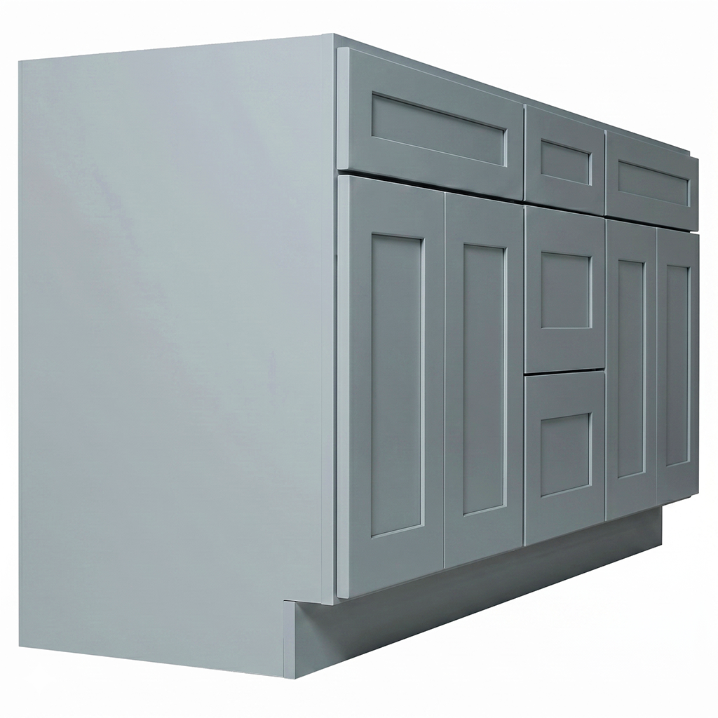 RTA Grey Shaker 72" Freestanding Bathroom Vanity 3-Drawer Combo Base