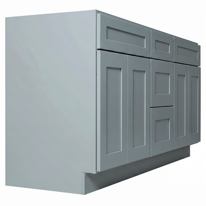 RTA Grey Shaker 72" Freestanding Bathroom Vanity 3-Drawer Combo Base