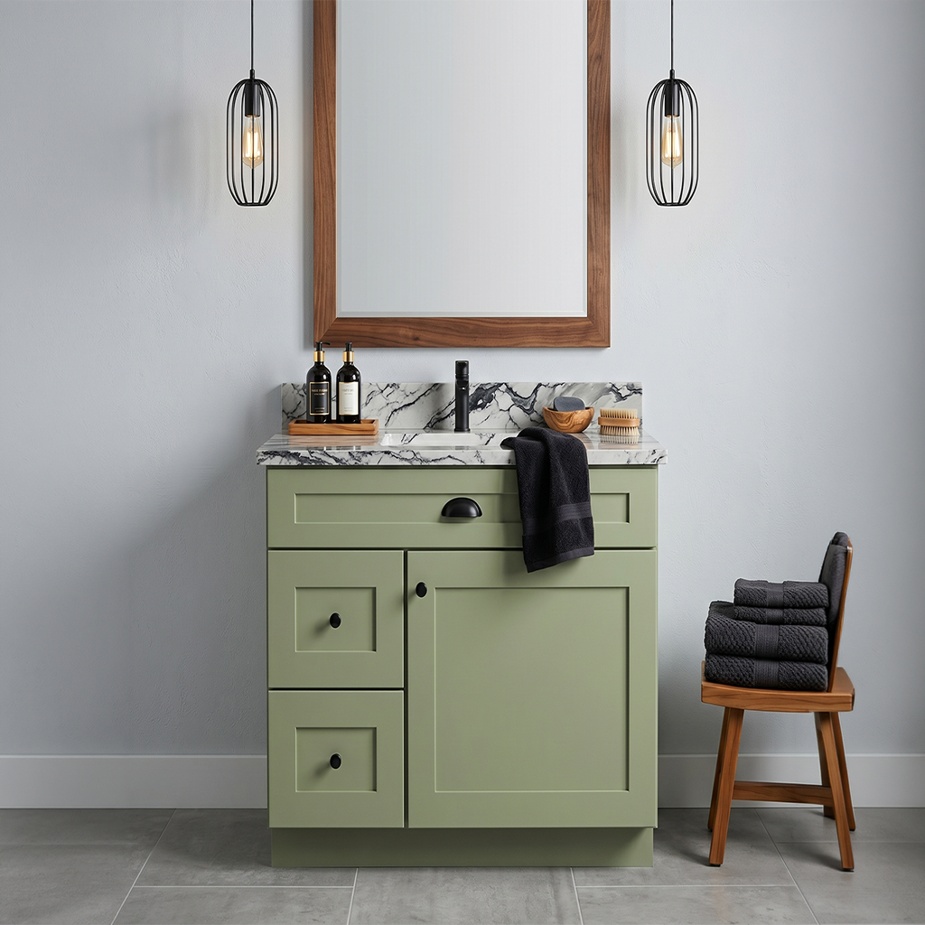 RTA Olive Shaker 30" Freestanding Bathroom Vanity 2-Drawer Left Combo Base