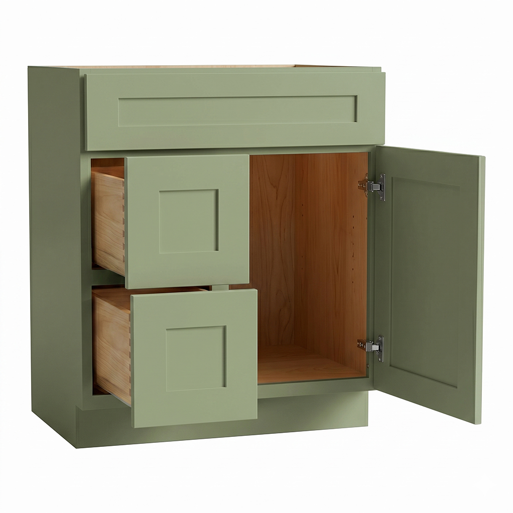 RTA Olive Shaker 30" Freestanding Bathroom Vanity 2-Drawer Left Combo Base