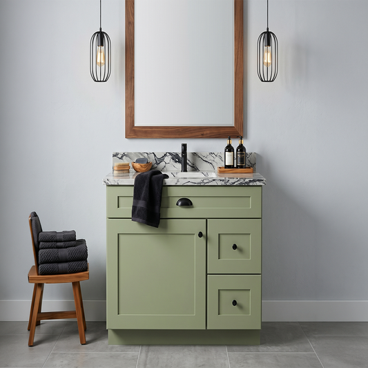 RTA Olive Shaker 30" Freestanding Bathroom Vanity 2-Drawer Right Combo Base
