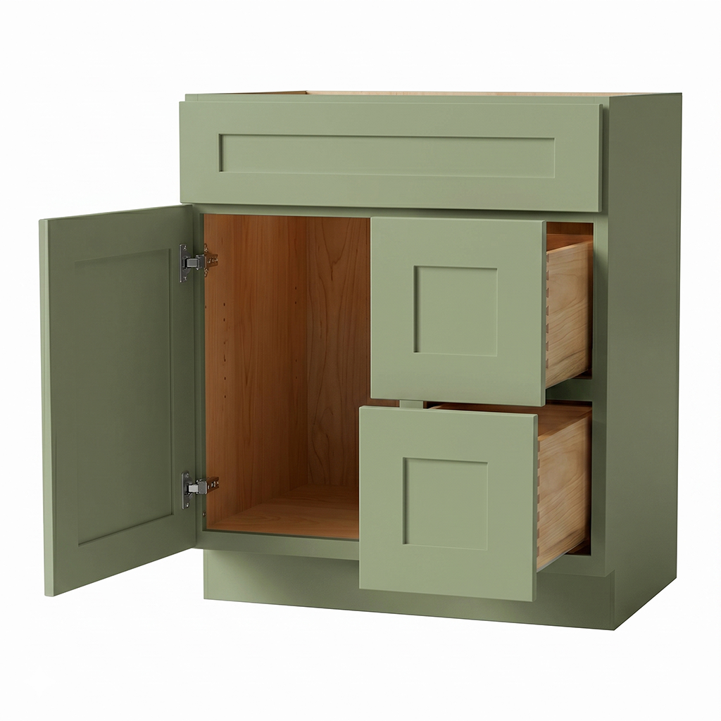 RTA Olive Shaker 30" Freestanding Bathroom Vanity 2-Drawer Right Combo Base