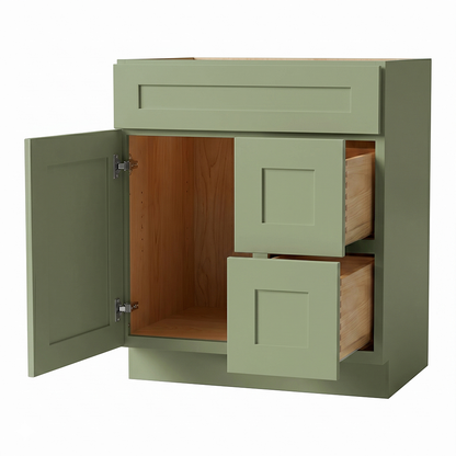 RTA Olive Shaker 30" Freestanding Bathroom Vanity 2-Drawer Right Combo Base