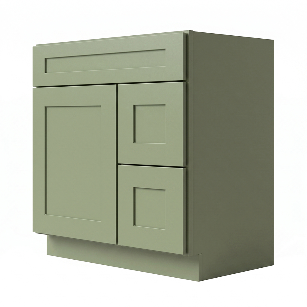 RTA Olive Shaker 30" Freestanding Bathroom Vanity 2-Drawer Right Combo Base