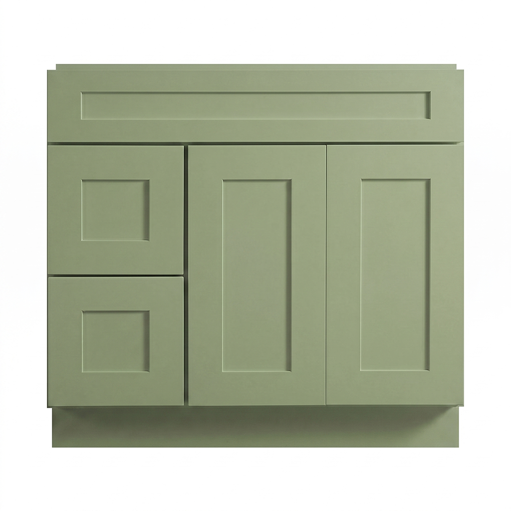 RTA Olive Shaker 36" Freestanding Bathroom Vanity 2-Drawer Left Combo Base