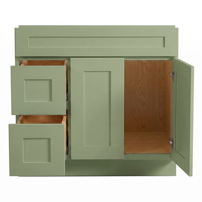 RTA Olive Shaker 36" Freestanding Bathroom Vanity 2-Drawer Left Combo Base
