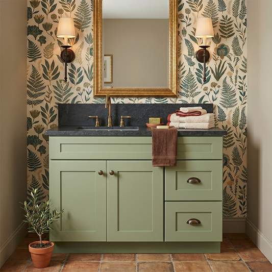 RTA Olive Shaker 36" Freestanding Bathroom Vanity 2-Drawer Right Combo Base