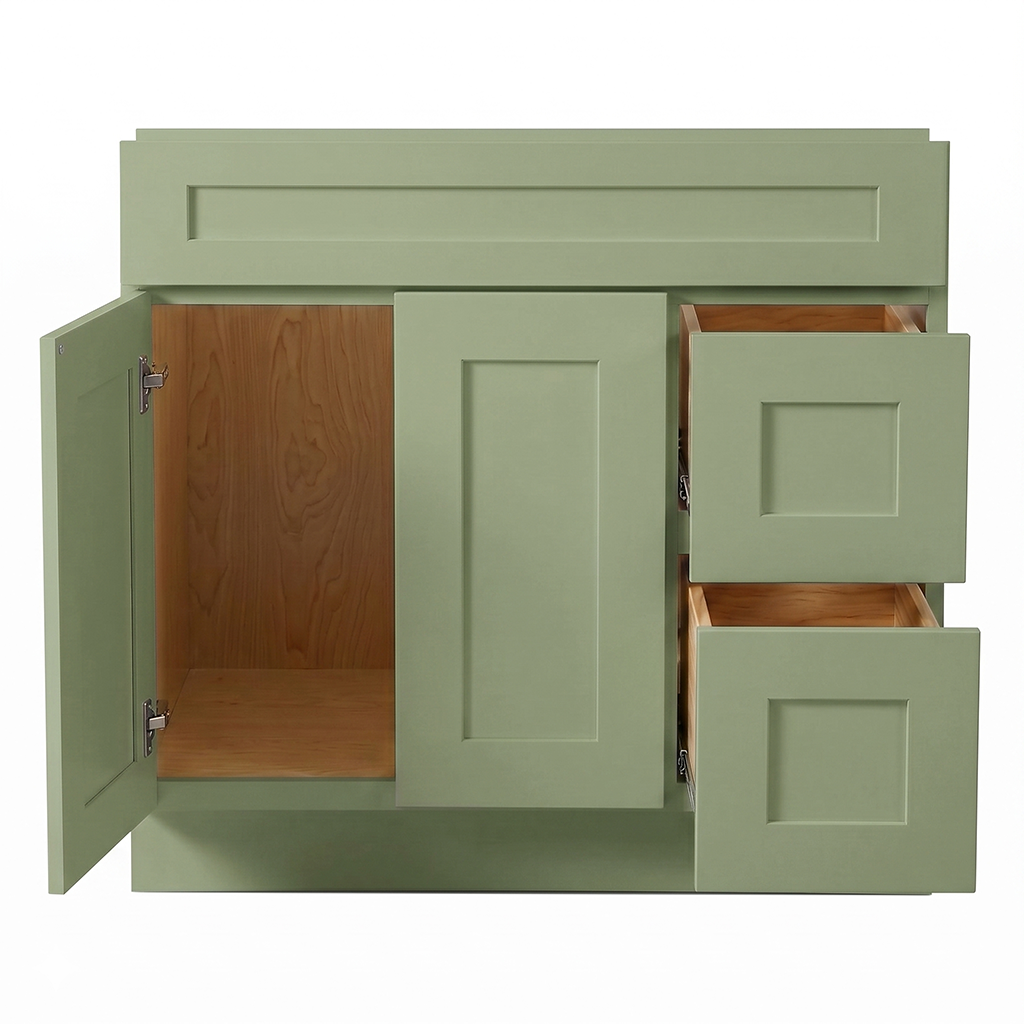 RTA Olive Shaker 36" Freestanding Bathroom Vanity 2-Drawer Right Combo Base