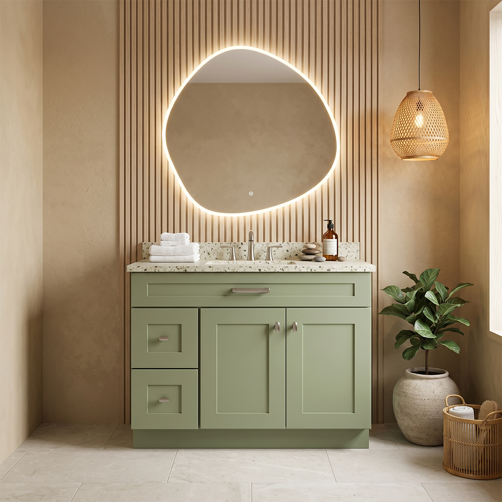 RTA Olive Shaker 42" Freestanding Bathroom Vanity 2-Drawer Left Combo Base