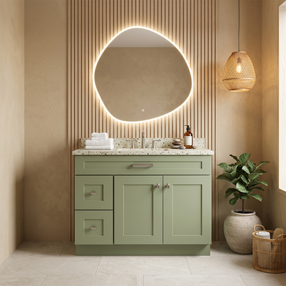 RTA Olive Shaker 42" Freestanding Bathroom Vanity 2-Drawer Left Combo Base