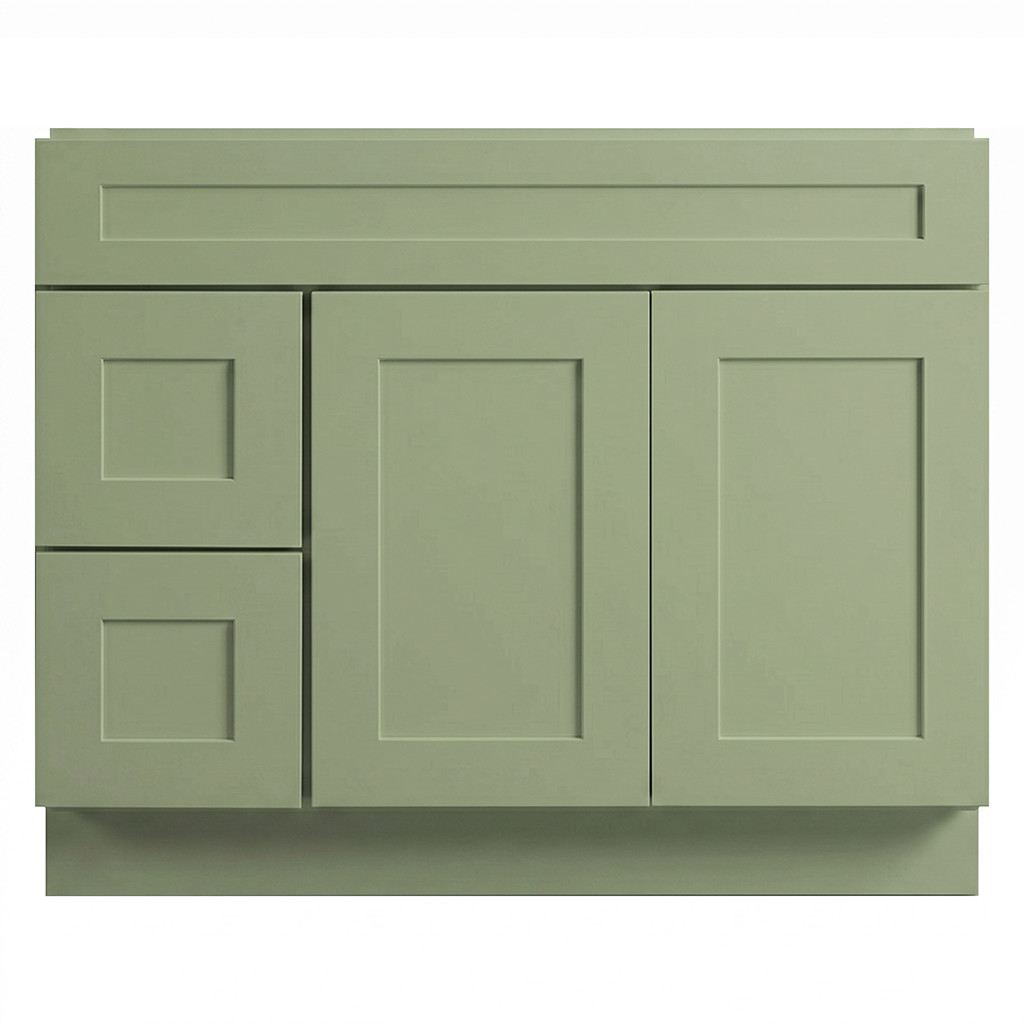 RTA Olive Shaker 42" Freestanding Bathroom Vanity 2-Drawer Left Combo Base