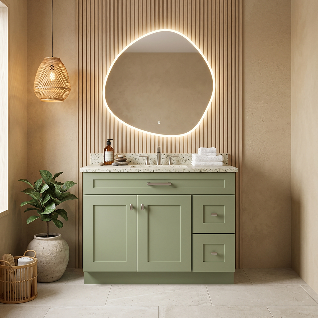 RTA Olive Shaker 42" Freestanding Bathroom Vanity 2-Drawer Right Combo Base