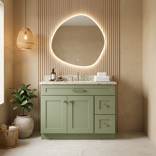 RTA Olive Shaker 42" Freestanding Bathroom Vanity 2-Drawer Right Combo Base