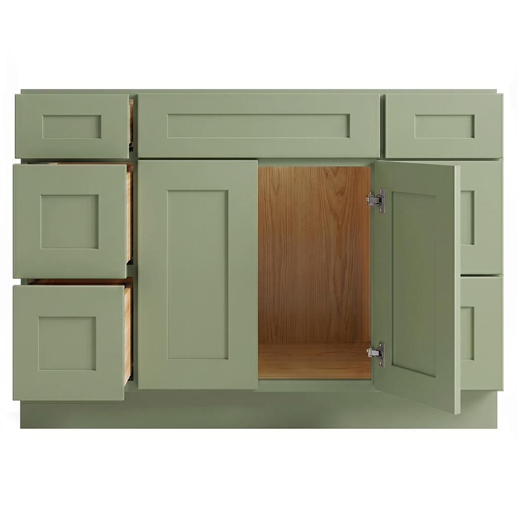 RTA Olive Shaker 48" Freestanding Bathroom Vanity 6-Drawer Combo Base