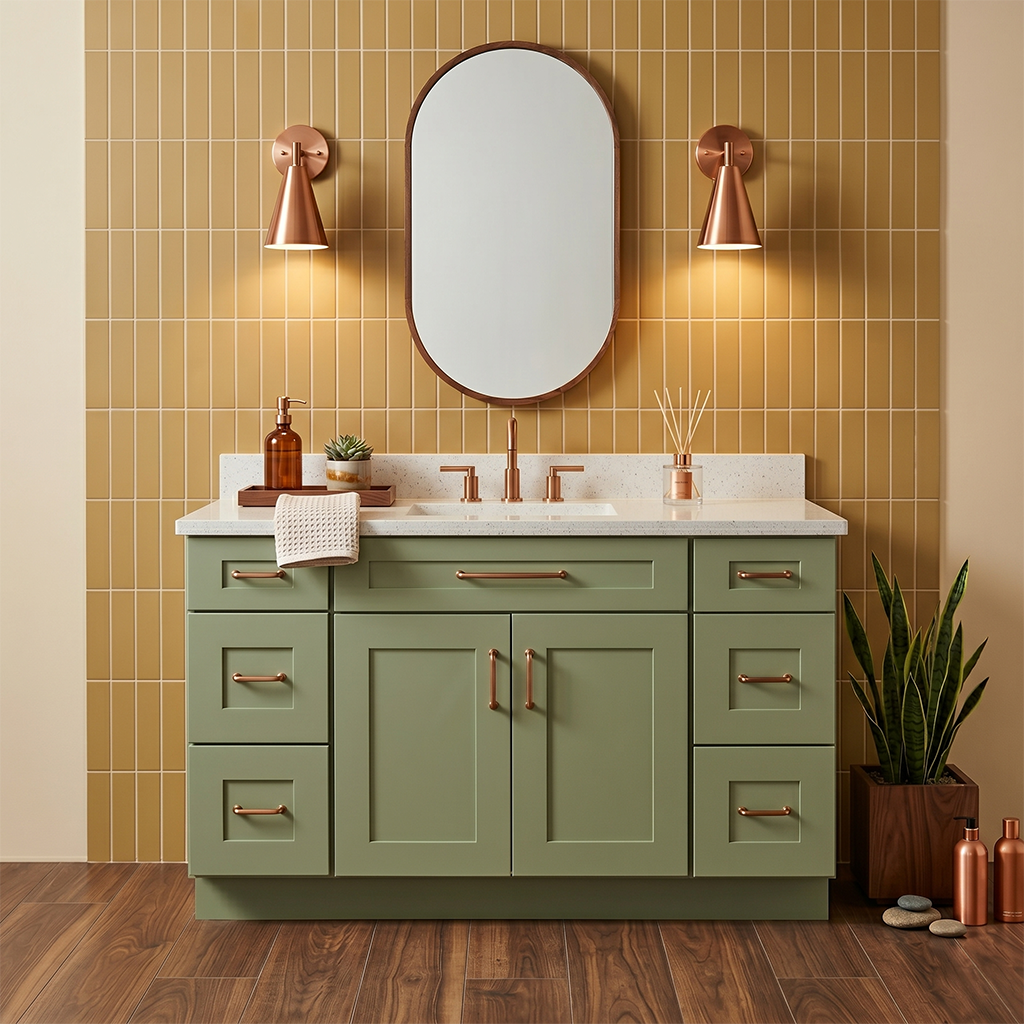 RTA Olive Shaker 54" Freestanding Bathroom Vanity 6-Drawer Combo Base