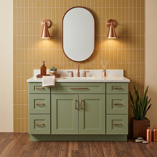 RTA Olive Shaker 54" Freestanding Bathroom Vanity 6-Drawer Combo Base