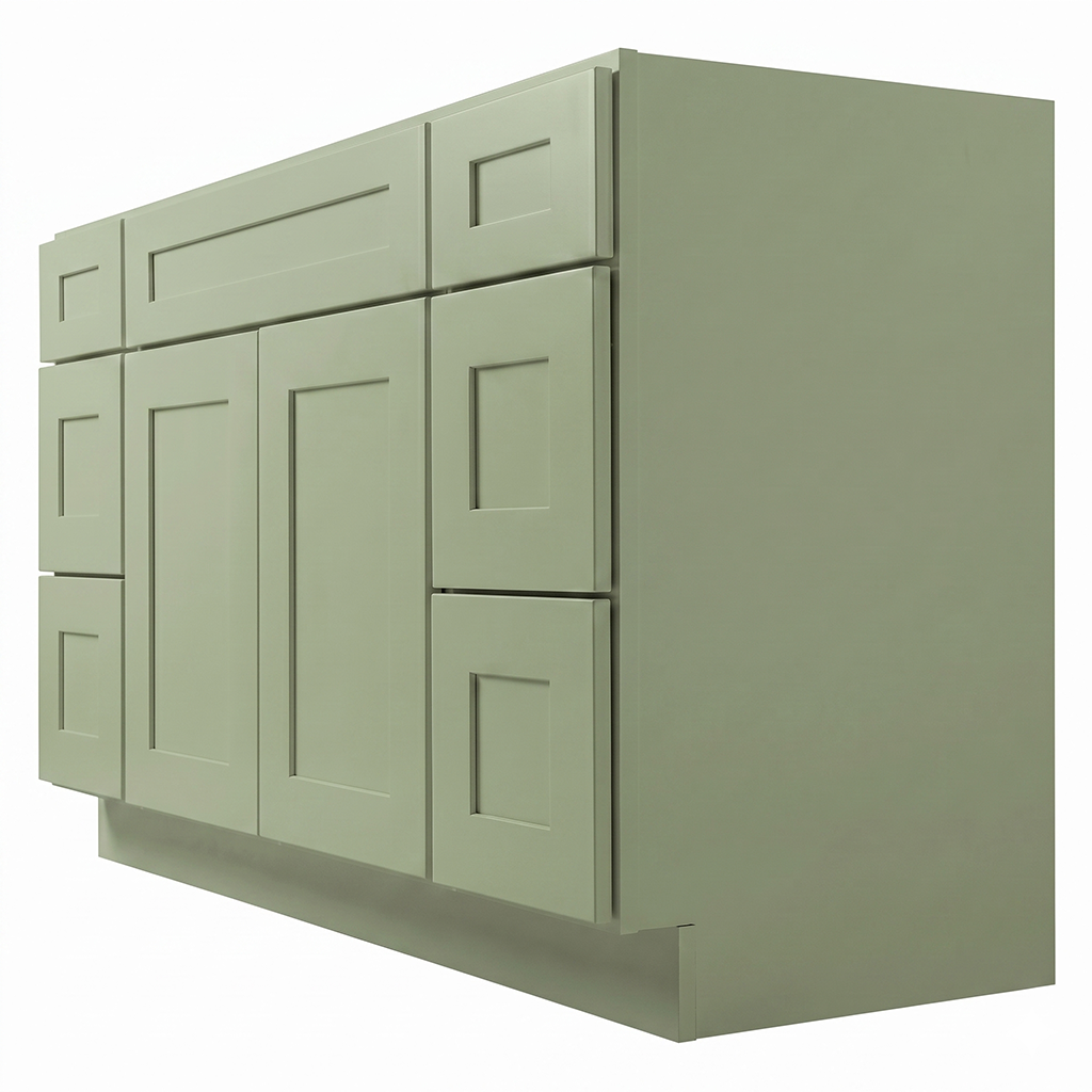 RTA Olive Shaker 54" Freestanding Bathroom Vanity 6-Drawer Combo Base