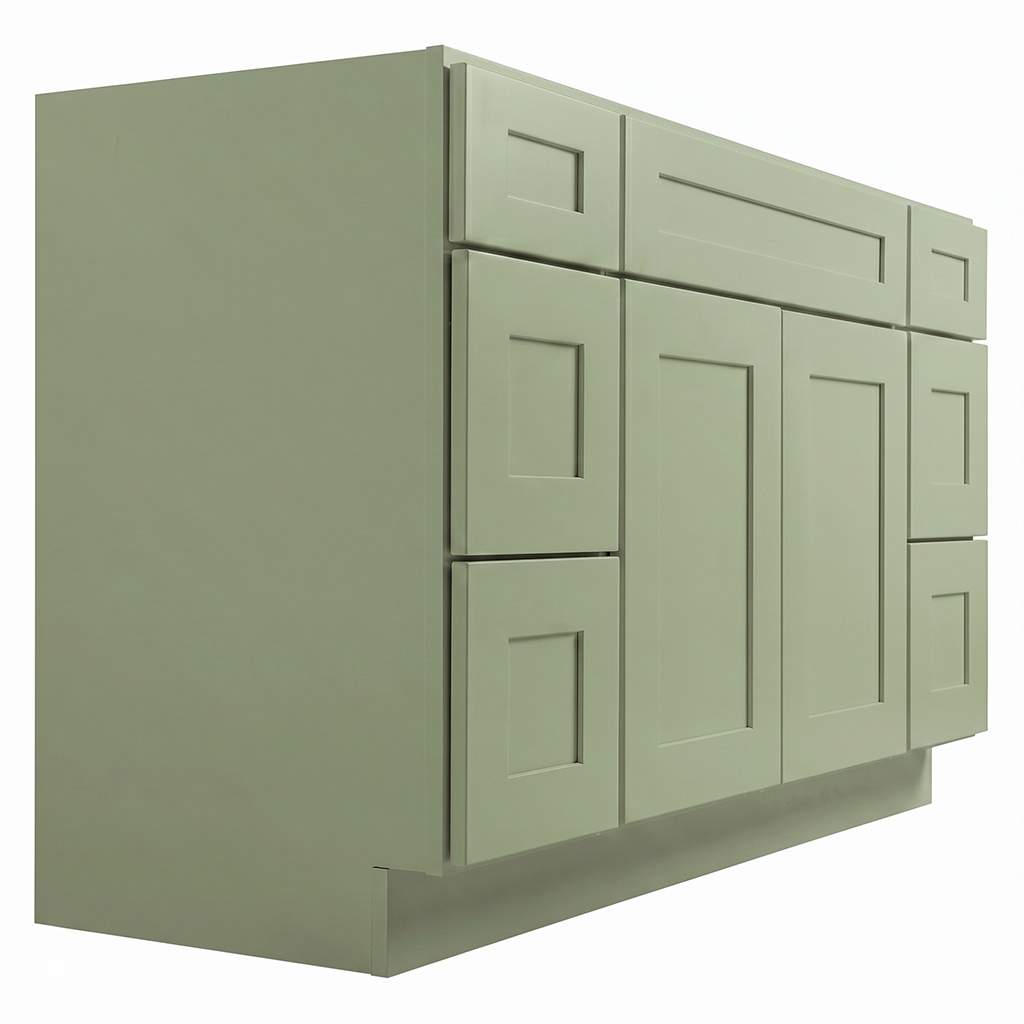 RTA Olive Shaker 54" Freestanding Bathroom Vanity 6-Drawer Combo Base