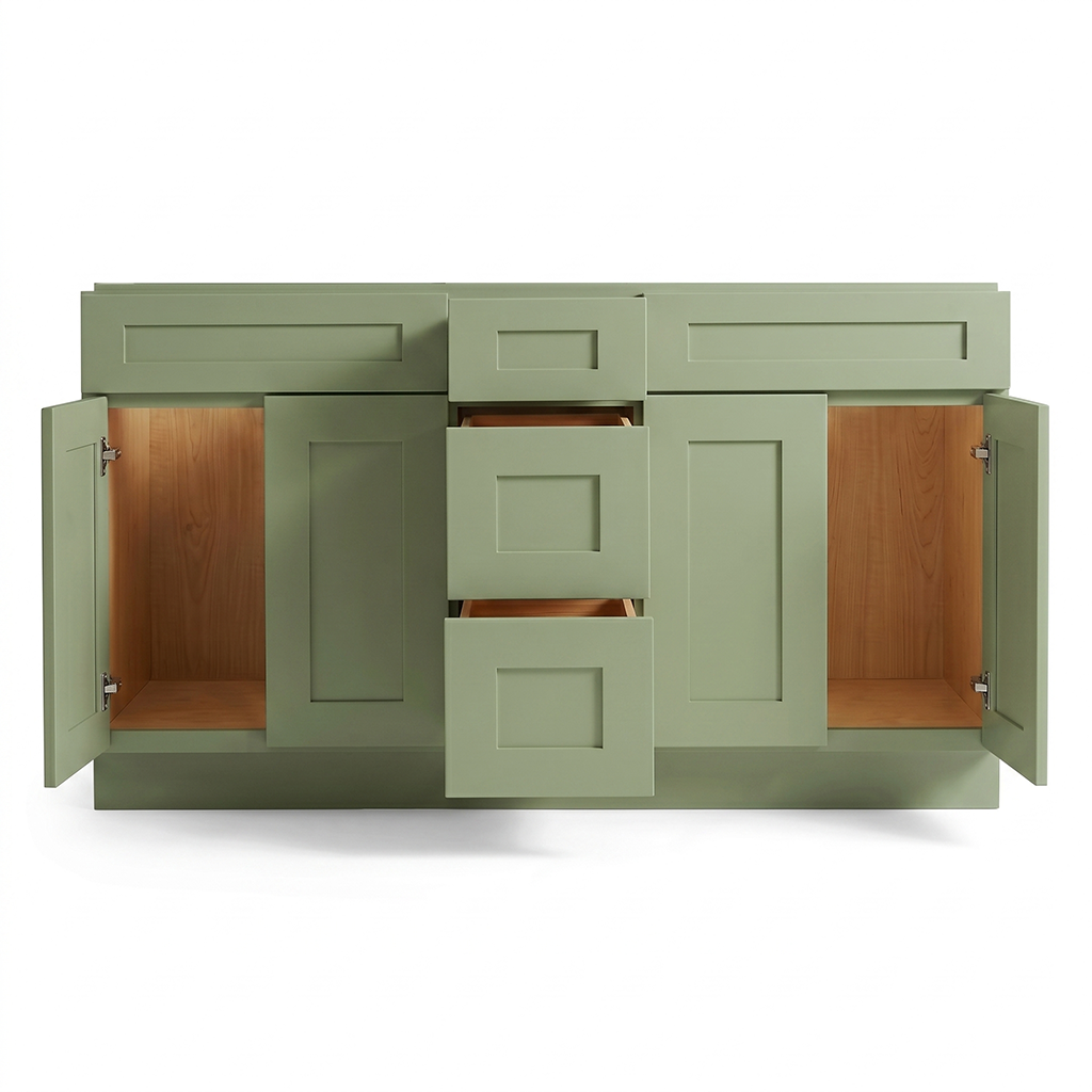 RTA Olive Shaker 60" Freestanding Bathroom Vanity 3-Drawer Combo Base