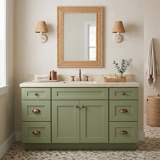 RTA Olive Shaker 60" Freestanding Bathroom Vanity 6-Drawer Combo Base