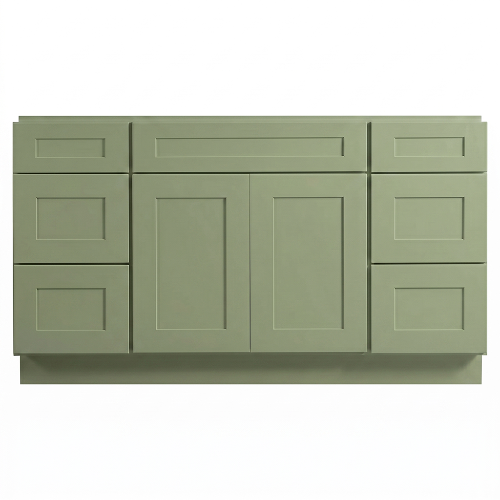 RTA Olive Shaker 60" Freestanding Bathroom Vanity 6-Drawer Combo Base