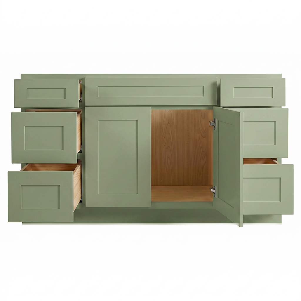 RTA Olive Shaker 60" Freestanding Bathroom Vanity 6-Drawer Combo Base