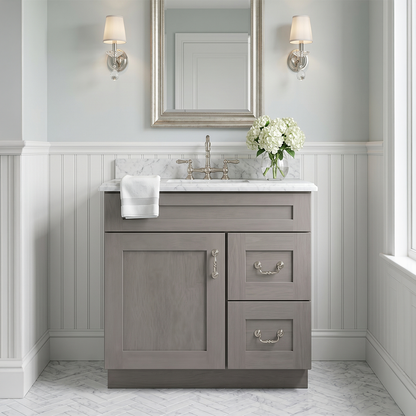RTA Pebble Grain Shaker 30" Freestanding Bathroom Vanity 2-Drawer Right Combo Base
