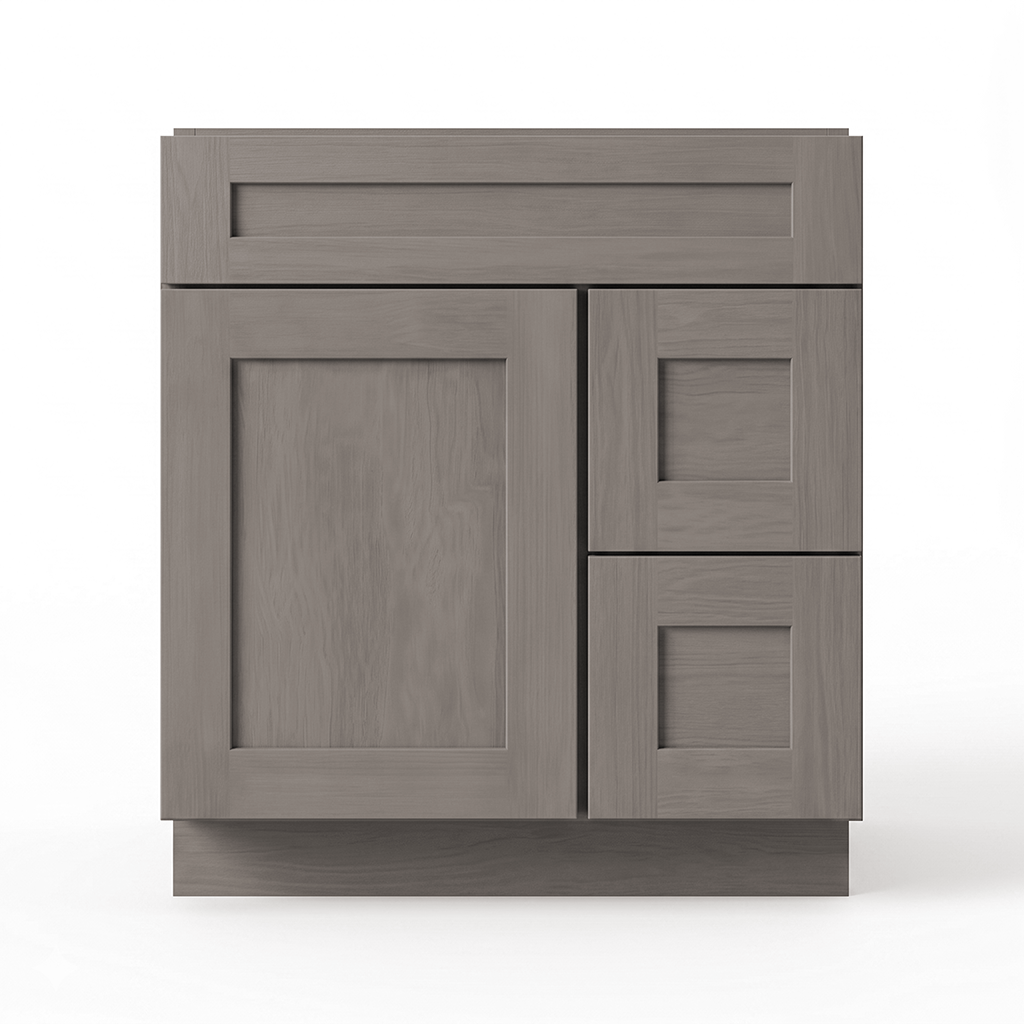 RTA Pebble Grain Shaker 30" Freestanding Bathroom Vanity 2-Drawer Right Combo Base