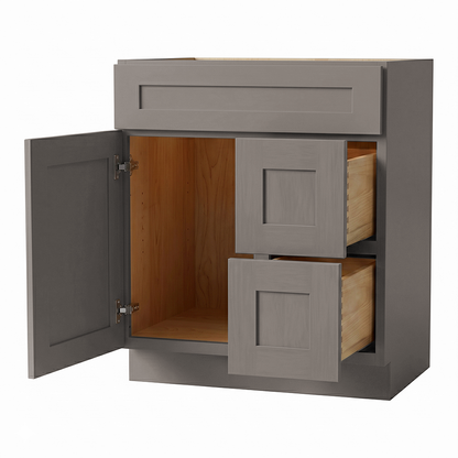 RTA Pebble Grain Shaker 30" Freestanding Bathroom Vanity 2-Drawer Right Combo Base