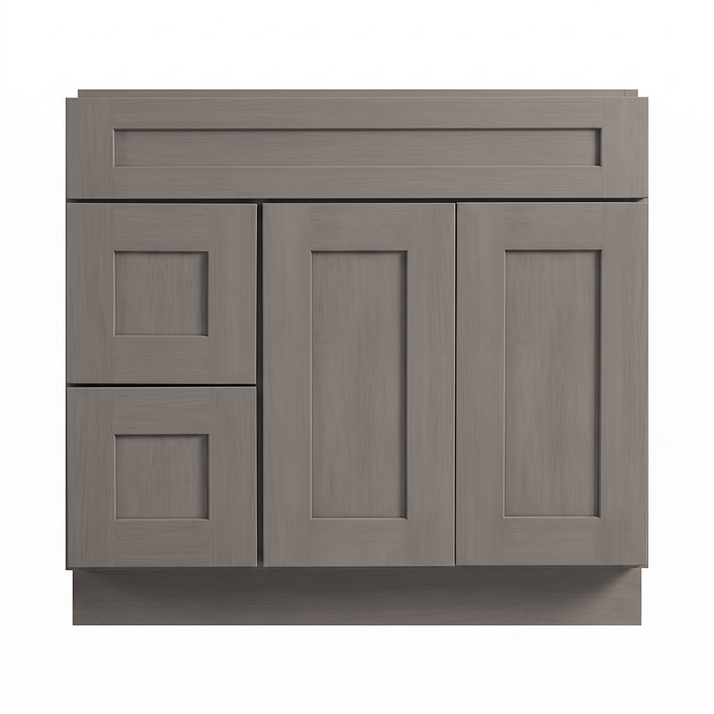 RTA Pebble Grain Shaker 36" Freestanding Bathroom Vanity 2-Drawer Left Combo Base