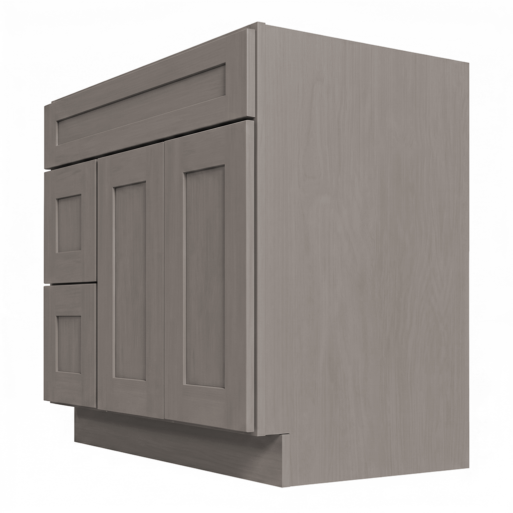 RTA Pebble Grain Shaker 36" Freestanding Bathroom Vanity 2-Drawer Left Combo Base