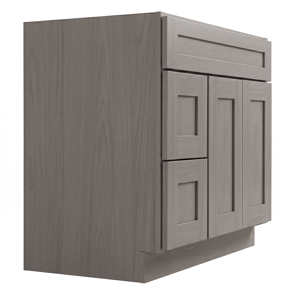 RTA Pebble Grain Shaker 36" Freestanding Bathroom Vanity 2-Drawer Left Combo Base