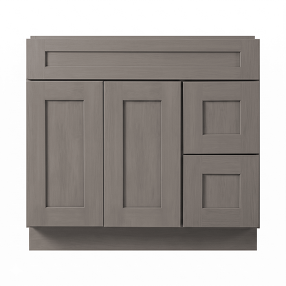RTA Pebble Grain Shaker 36" Freestanding Bathroom Vanity 2-Drawer Right Combo Base