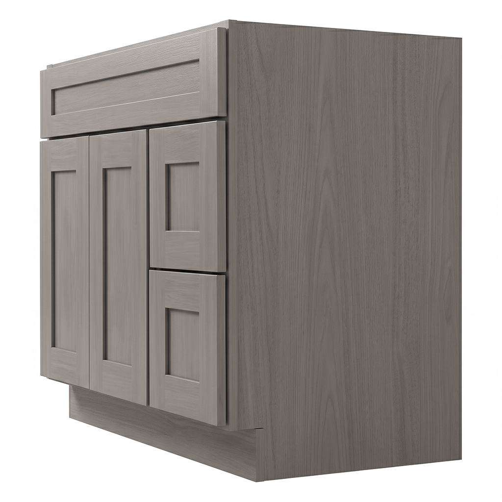RTA Pebble Grain Shaker 36" Freestanding Bathroom Vanity 2-Drawer Right Combo Base
