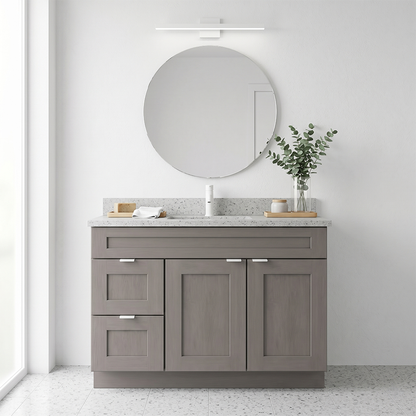 RTA Pebble Grain Shaker 42" Freestanding Bathroom Vanity 2-Drawer Left Combo Base