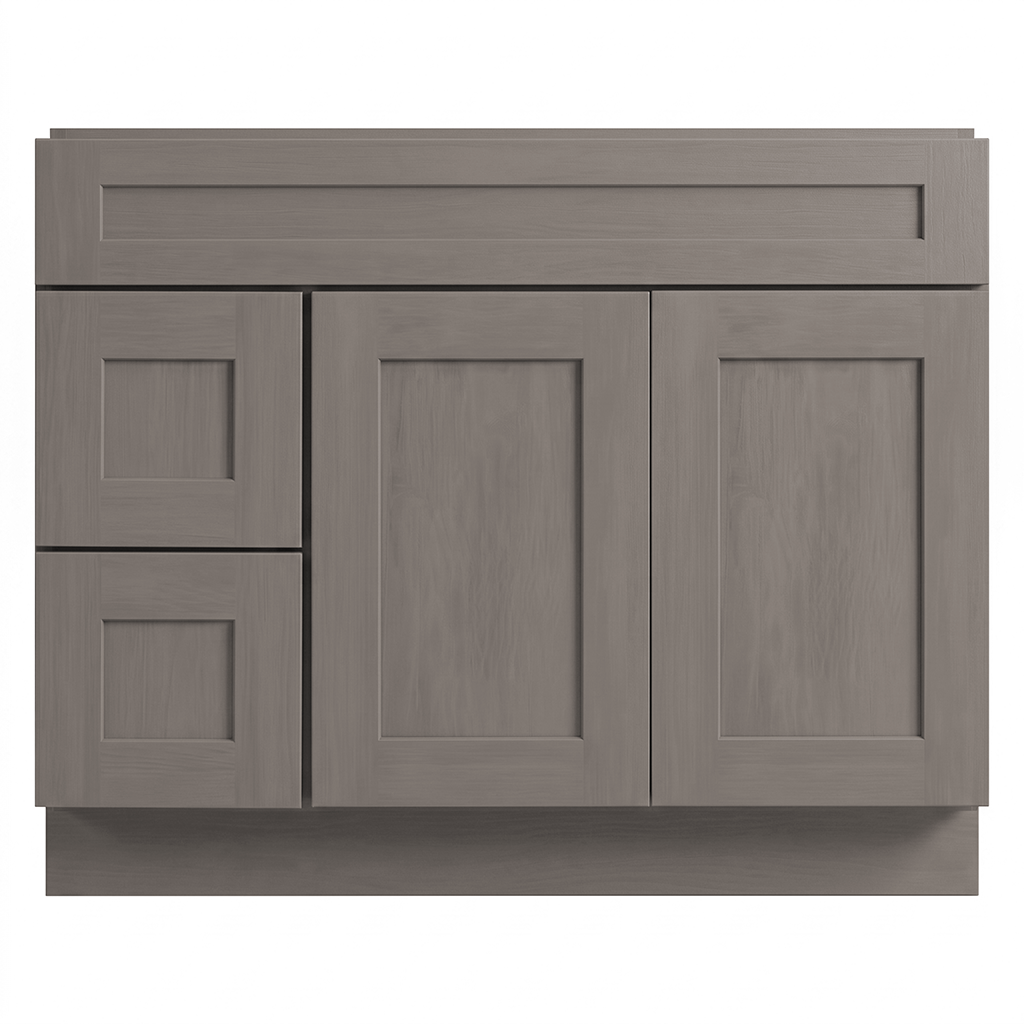 RTA Pebble Grain Shaker 42" Freestanding Bathroom Vanity 2-Drawer Left Combo Base