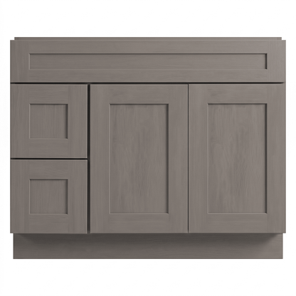 RTA Pebble Grain Shaker 42" Freestanding Bathroom Vanity 2-Drawer Left Combo Base