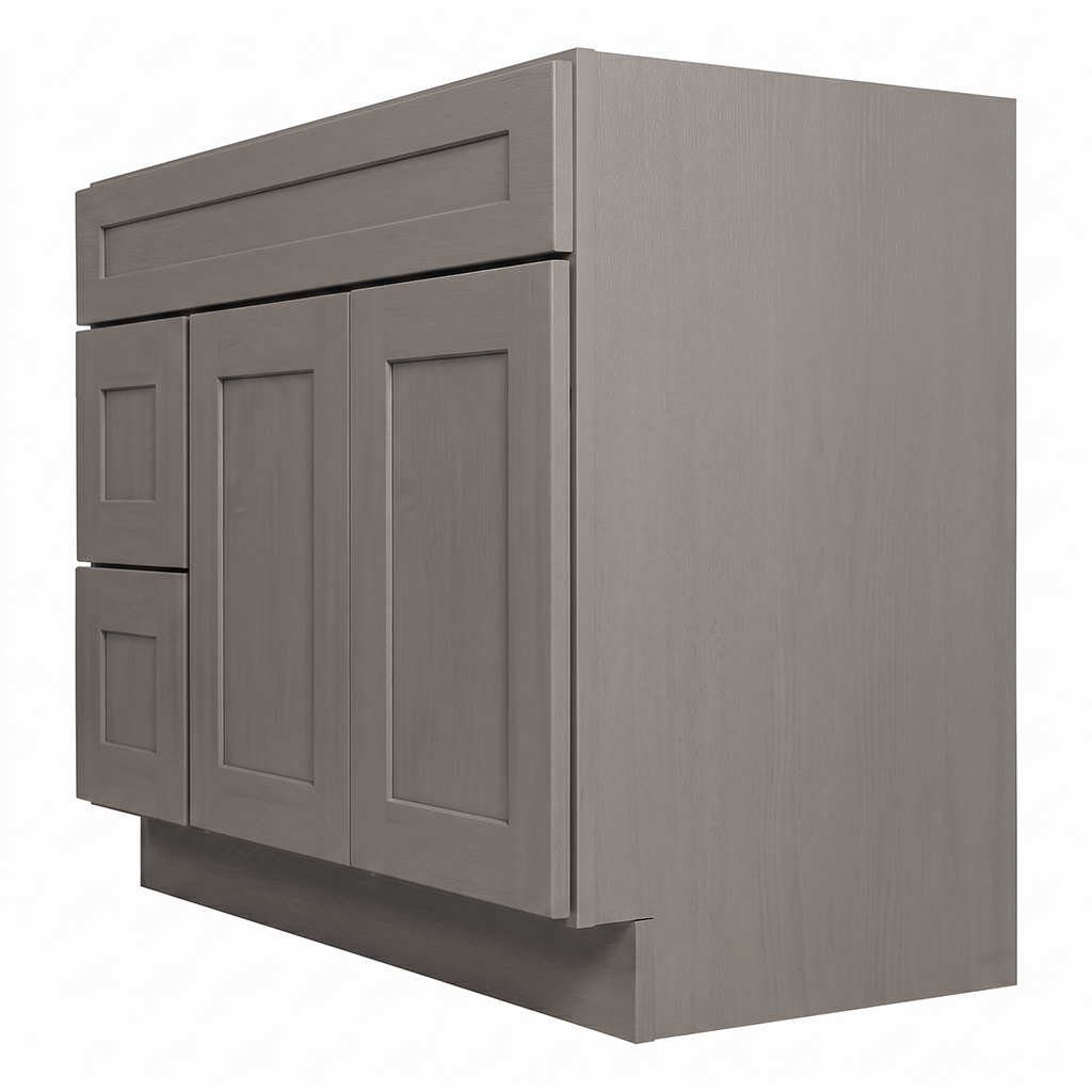 RTA Pebble Grain Shaker 42" Freestanding Bathroom Vanity 2-Drawer Left Combo Base