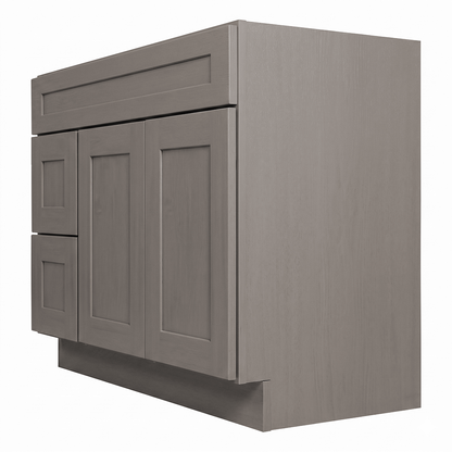 RTA Pebble Grain Shaker 42" Freestanding Bathroom Vanity 2-Drawer Left Combo Base