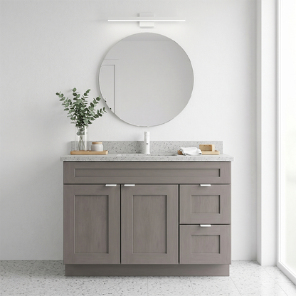 RTA Pebble Grain Shaker 42" Freestanding Bathroom Vanity 2-Drawer Right Combo Base