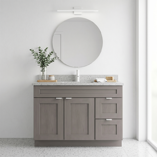 RTA Pebble Grain Shaker 42" Freestanding Bathroom Vanity 2-Drawer Right Combo Base