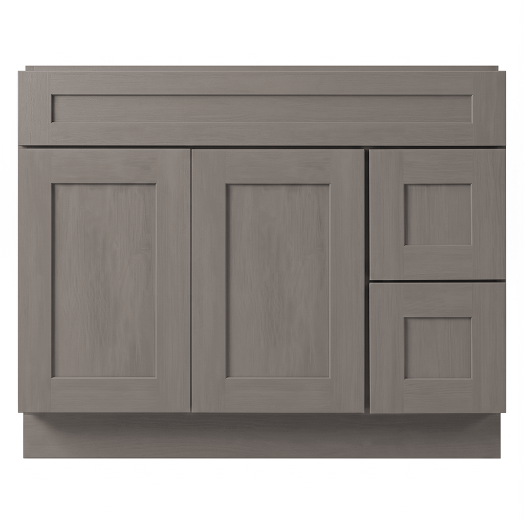 RTA Pebble Grain Shaker 42" Freestanding Bathroom Vanity 2-Drawer Right Combo Base