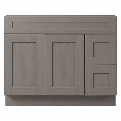 RTA Pebble Grain Shaker 42" Freestanding Bathroom Vanity 2-Drawer Right Combo Base